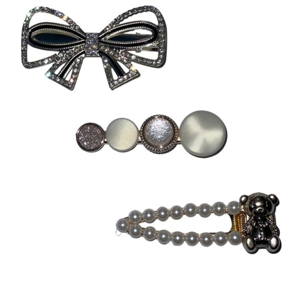 Set of 5 Bow & Rose Hair Clips - Picture 3 of 7